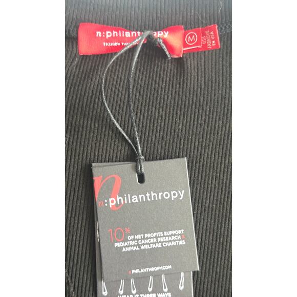 NWT New N:Philanthropy Black Nix Ribbed Knit Mini Dress Women's Size Medium - Picture 4 of 8